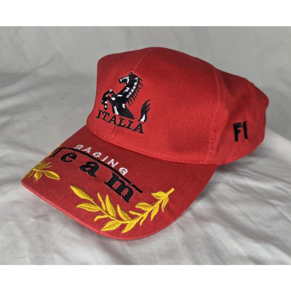 Ferrari Italia F1 Racing Team Red Cap Hat Embroidered Black Strapback Rare